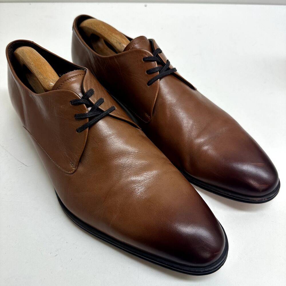 Maison Forte Stillwater Men's Plain Toe Blucher Burnished Brown Calfskin Size 10